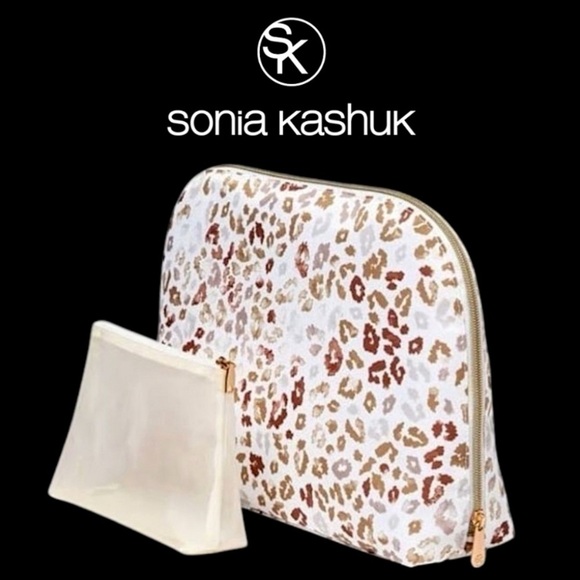Sonia Kashuk Animal Print Dome  Zipper Case Plus Small Mesh Zipper Bag - Picture 1 of 8